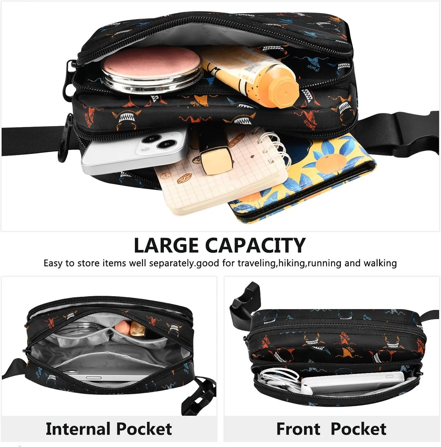 Shark Fanny Pack Women Men Fashion Belt Bag Waterproof Adjustable Strap Waist Pouch Casual Workout Travel Cycling Running