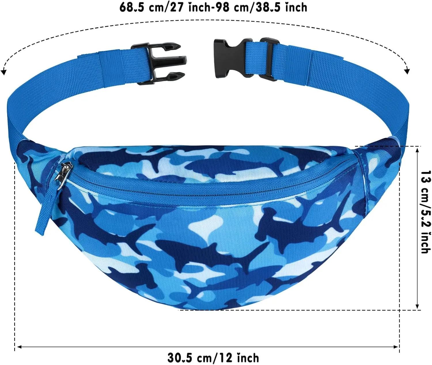 Shark Kids Fanny Pack for Boys, Travel Small Waist Bag Crossbody Belt Bag for Little Boys Toddler Cute Fanny Bag, Blue