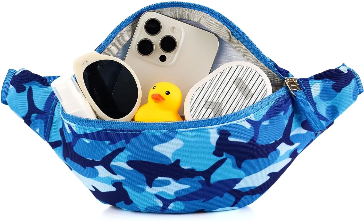 Shark Kids Fanny Pack for Boys, Travel Small Waist Bag Crossbody Belt Bag for Little Boys Toddler Cute Fanny Bag, Blue
