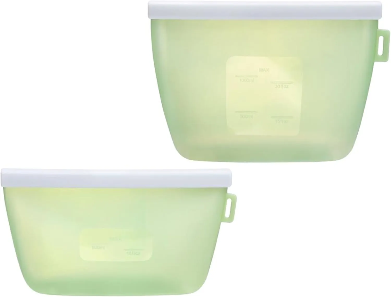 Silicone Reusable Food Storage Bags, Multi-Use Food Storage Bags, Lunch Bag, Travel Containers BPA Free, Leak-free, Freezer-Safe, Microwave-Safe, Dishwasher-Safe, Eco-friendly Set of 2 (Plain Green)
