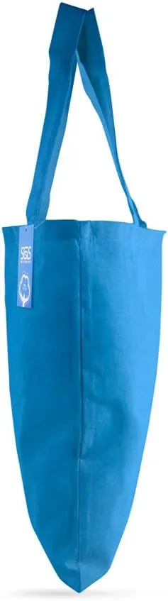 Simply Green Solutions Reusable Cotton Cloth Grocery Craft Bag, 15 x 16 Reusable Tote with Handle, Pack of 5, Sapphire Blue