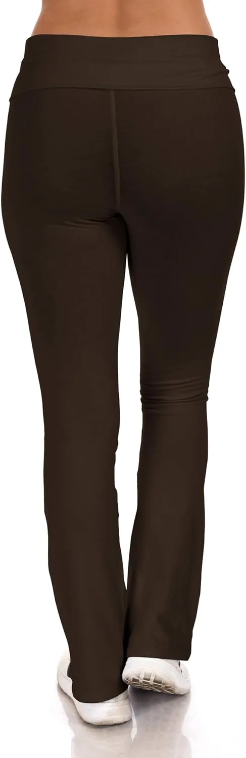 Simply Ravishing Cotton Fold Over Bootcut Yoga Pants (Size: XS-5X)
