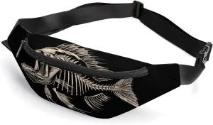 Skeleton Beautiful Fish Cute Fanny Pack Crossbody Lightweight Waist Bag for Men Women Outdoors Sports Hiking