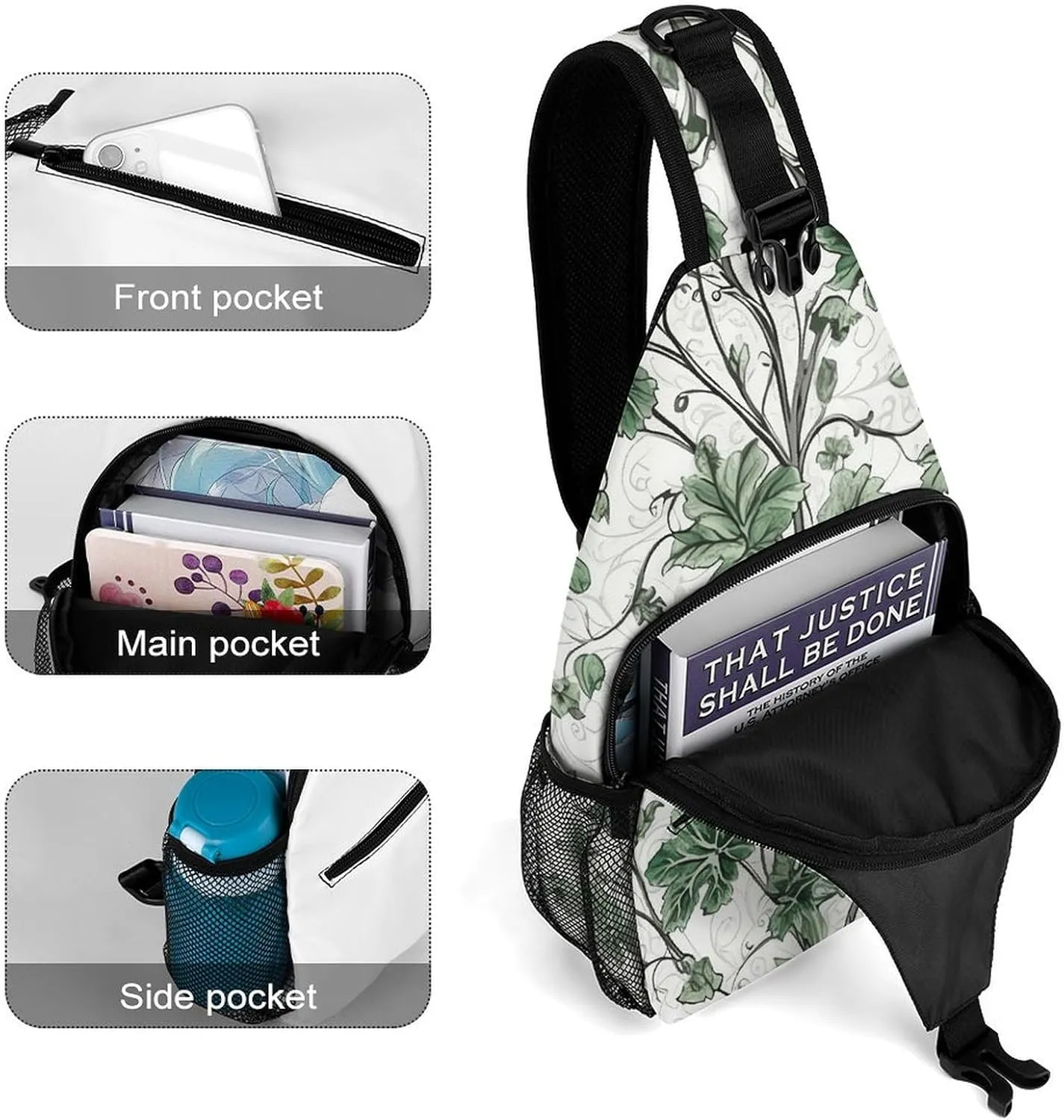 Sketch Style Vegetables Crossbody Bag, Sling Bag, Sling Backpack, Belt Bags for Travel Outdoors Hiking