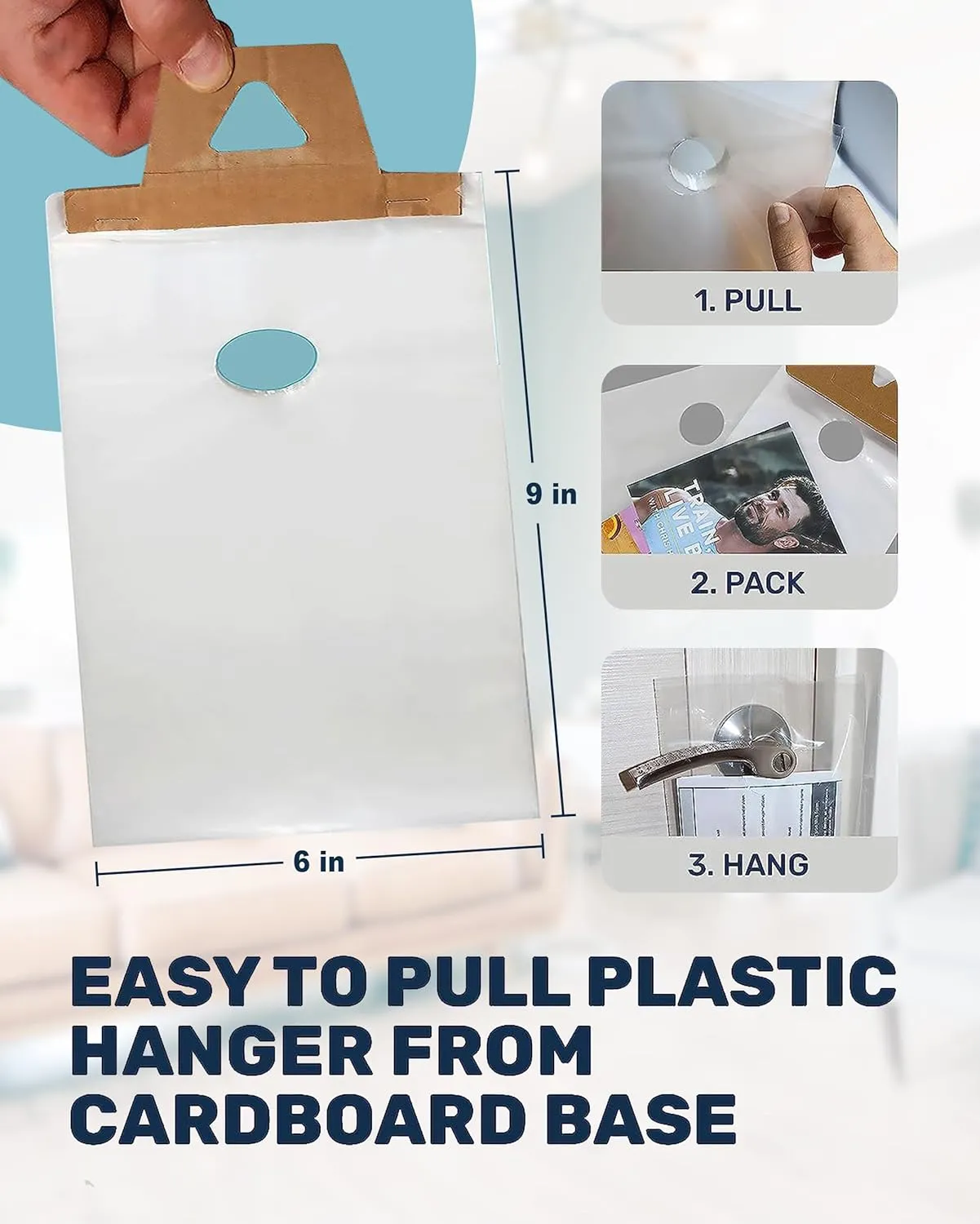 Skywin Plastic Door Hanger Bags 6” x 9” (1000 Pack), Clear Door Hanger Bags Protect Flyers, Brochures, Printed Materials, Waterproof and Secure for Outdoor Use
