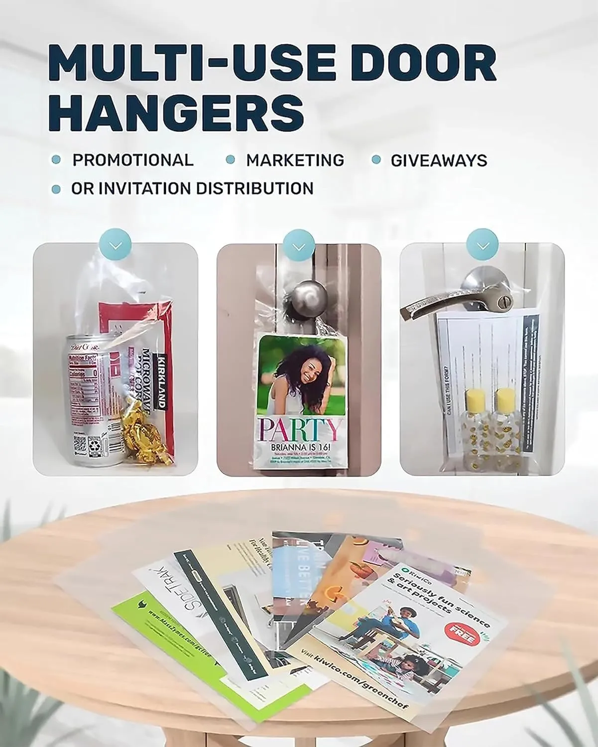 Skywin Plastic Door Hanger Bags 6” x 9” (1000 Pack), Clear Door Hanger Bags Protect Flyers, Brochures, Printed Materials, Waterproof and Secure for Outdoor Use