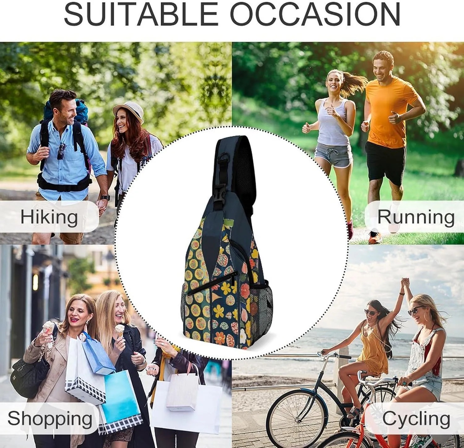 Sling Backpack Crossbody for Man Woman Different Milk Bottles Cross Body Adjustable Chest Bag