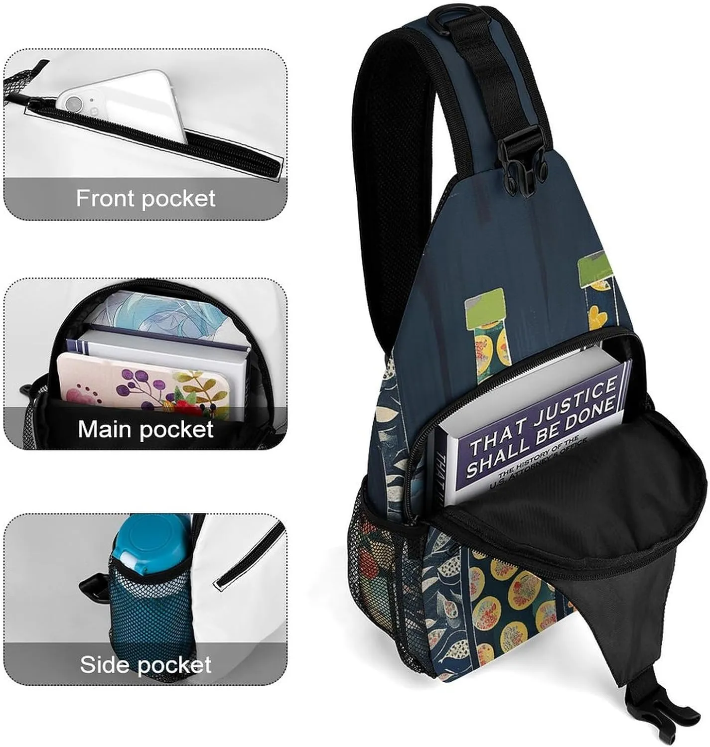 Sling Backpack Crossbody for Man Woman Different Milk Bottles Cross Body Adjustable Chest Bag