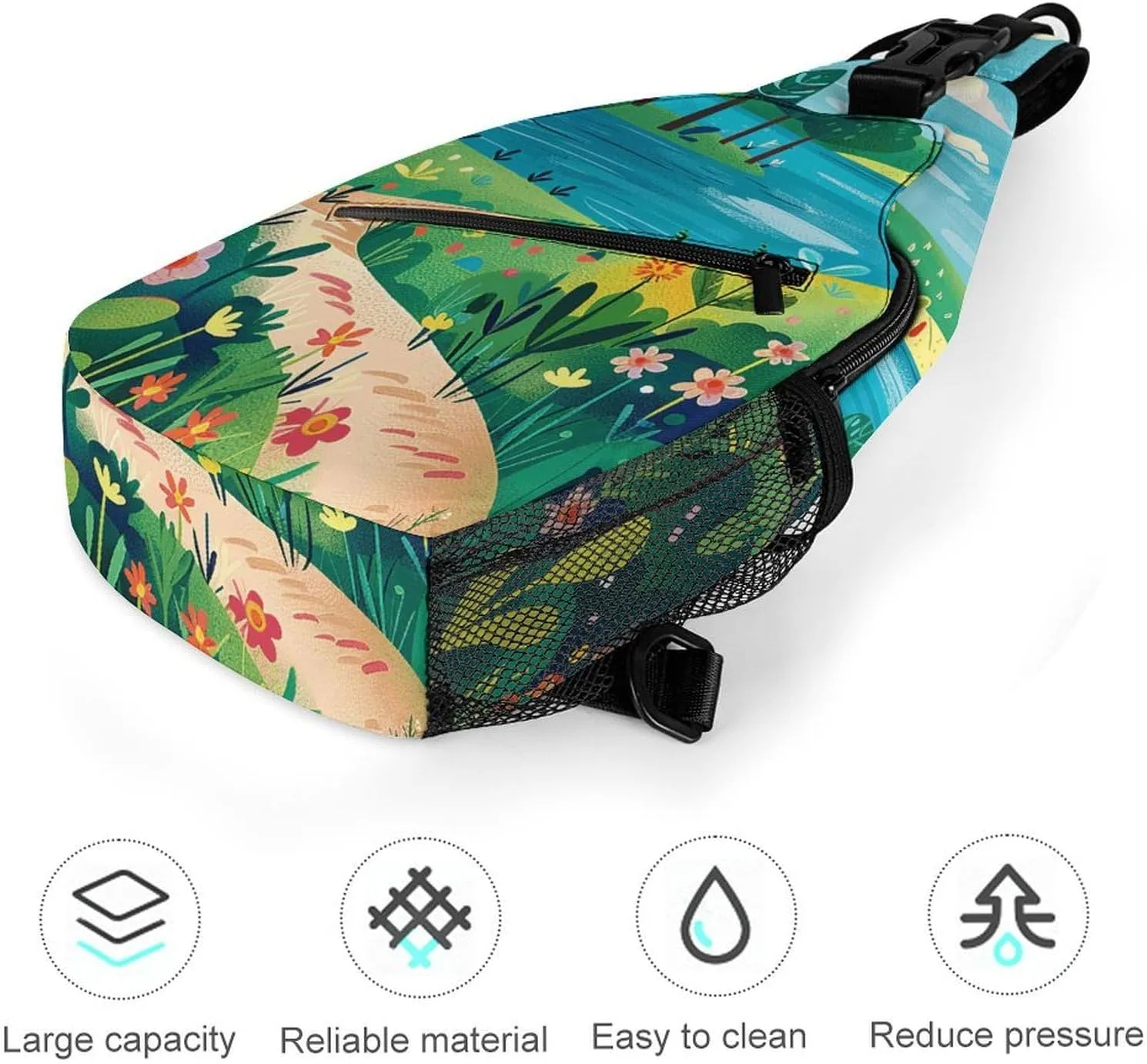 Sling Backpack Crossbody for Man Woman Rural Landscape Painting Cross Body Adjustable Chest Bag