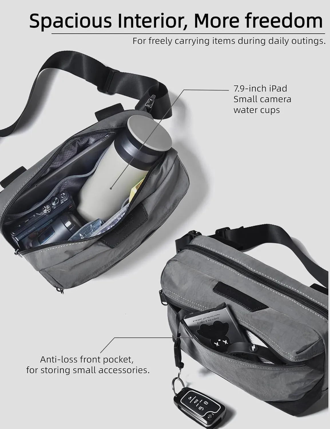 Sling Bag Crossbody for Men Women, Belt Bag Waterproof Waist Chest Pack Fanny Pack Lightweight for Cycling Hiking Travelling