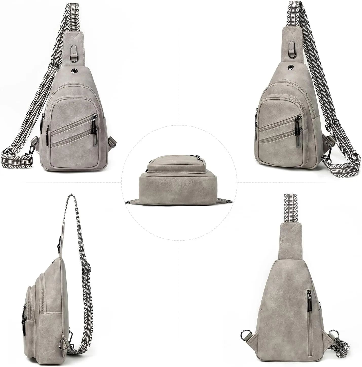 Sling Bag for Women Crossbody Purse Leather Crossbody Bag Fanny Pack Chest Pack for Travel Everyday Vacation