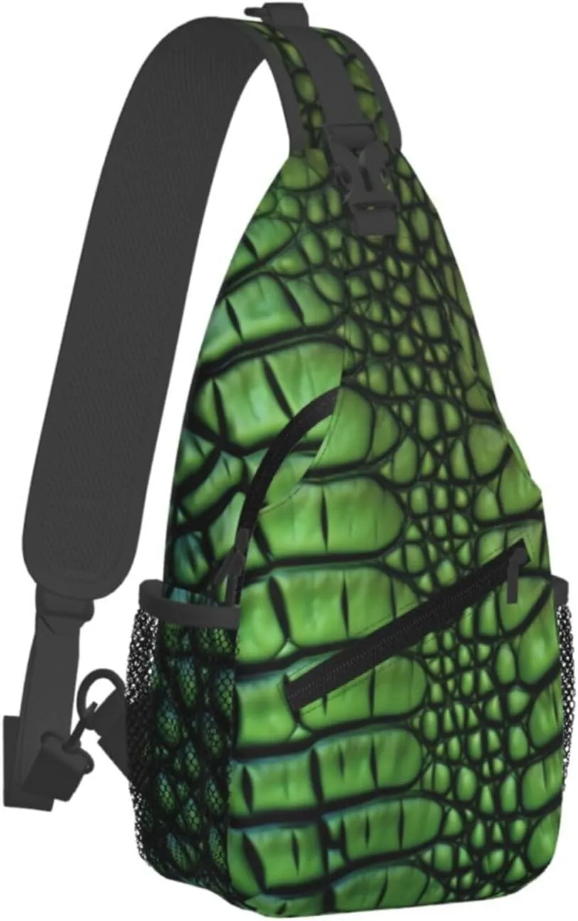 Sling Bag for Women Men Cross Chest Bag Alligator Skin Sling Backpack Crossbody Shoulder Bag Fanny Pack Daypack
