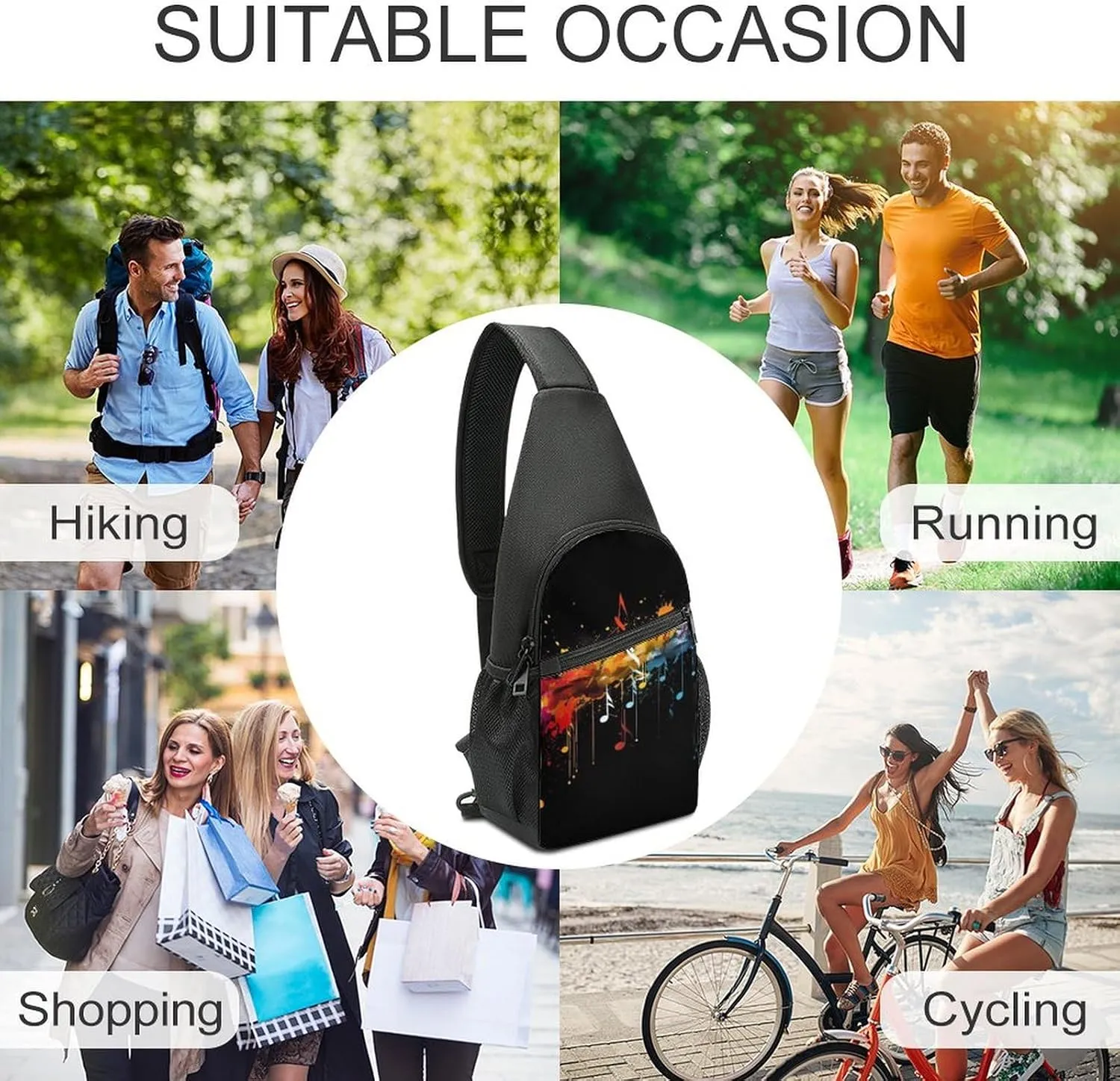 Sling Bag for Women Men Crossbody Bag Chest Bag Colorful Cute Pig Sling Backpack Fanny Packs Travel Hiking Daypack