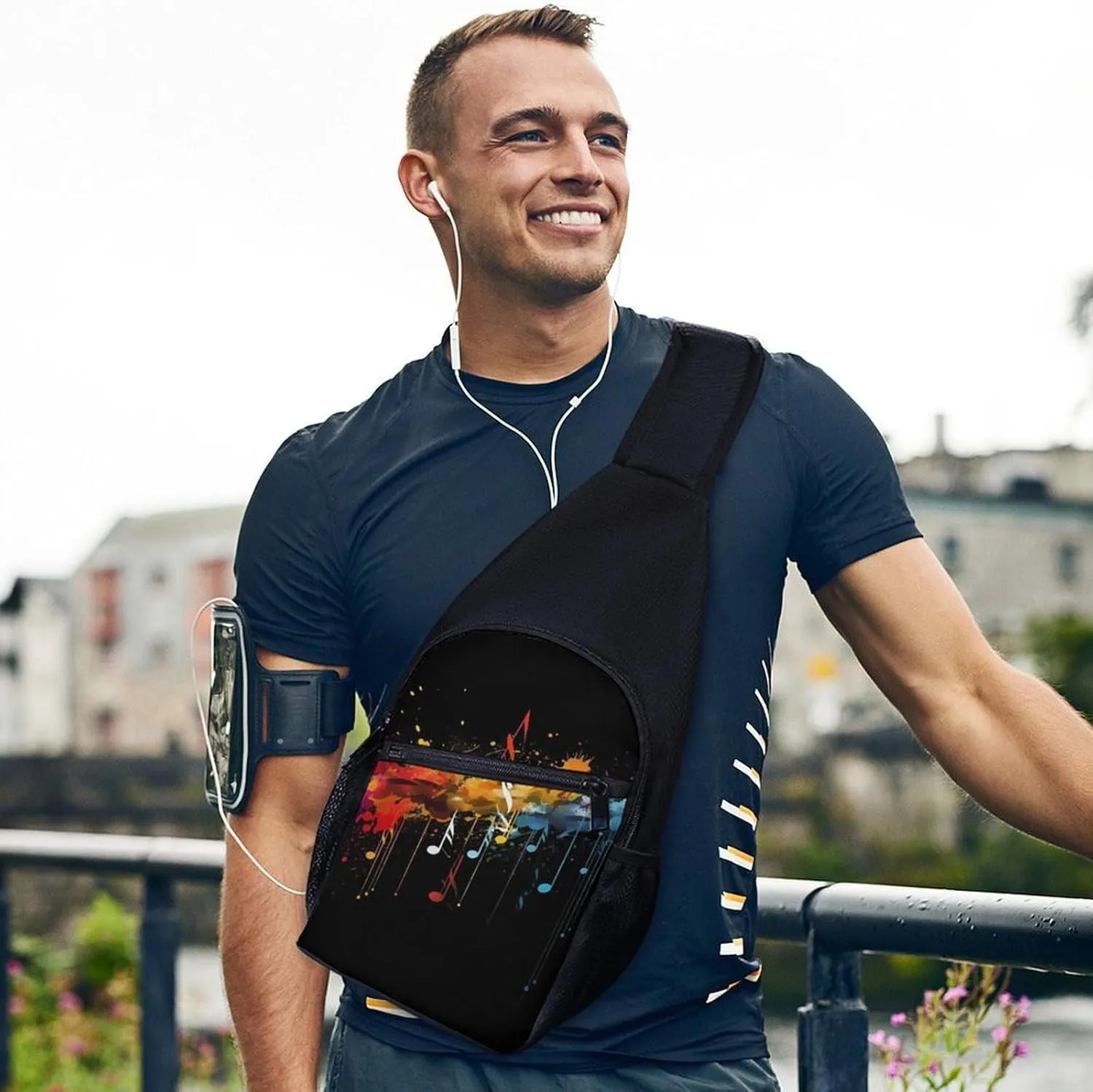 Sling Bag for Women Men Crossbody Bag Chest Bag Colorful Cute Pig Sling Backpack Fanny Packs Travel Hiking Daypack