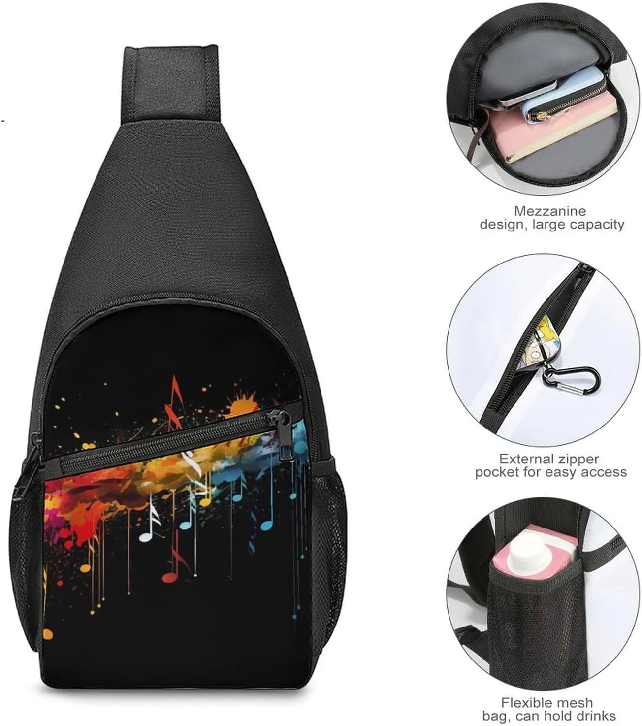 Sling Bag for Women Men Crossbody Bag Chest Bag Colorful Cute Pig Sling Backpack Fanny Packs Travel Hiking Daypack
