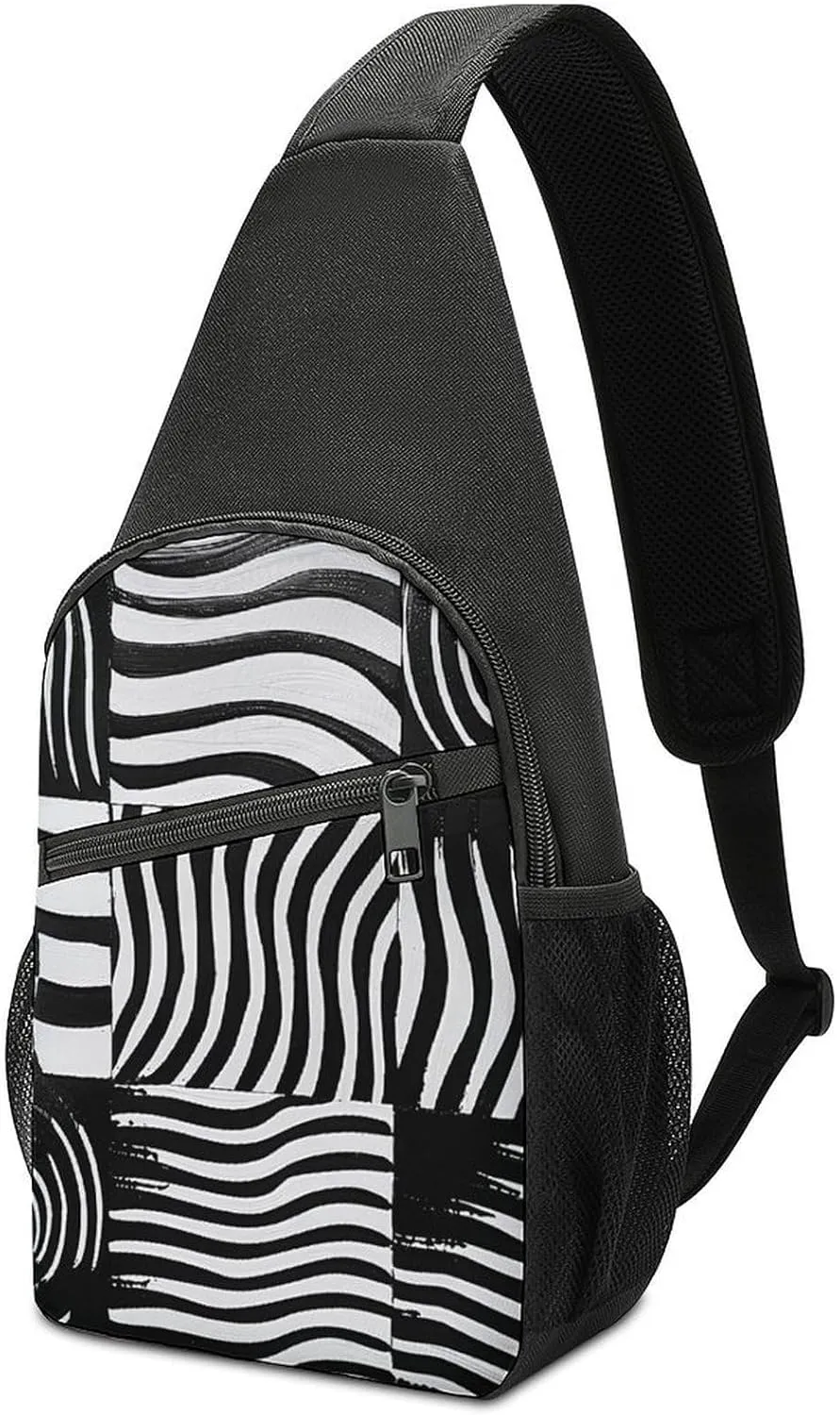 Sling Bag Op Art Squares Crossbody Bag Sling Backpack Chest Bag Casual Daypack for Travel Hiking