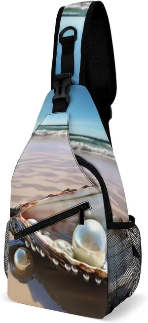 Sling Bags Beach Mussel Pearl Chest Bag for Men Women Shoulder Bag for Travel Sport Chest Pack