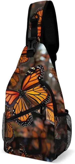 Sling Bags Monarch Butterflies Chest Bag for Men Women Shoulder Bag for Travel Sport Chest Pack