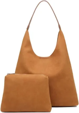 Slouchy Vegan Leather Tote Purse for Women - Large Capacity Work Bag with Detachable Mini Clutch, Crossbody & Shoulder Carry