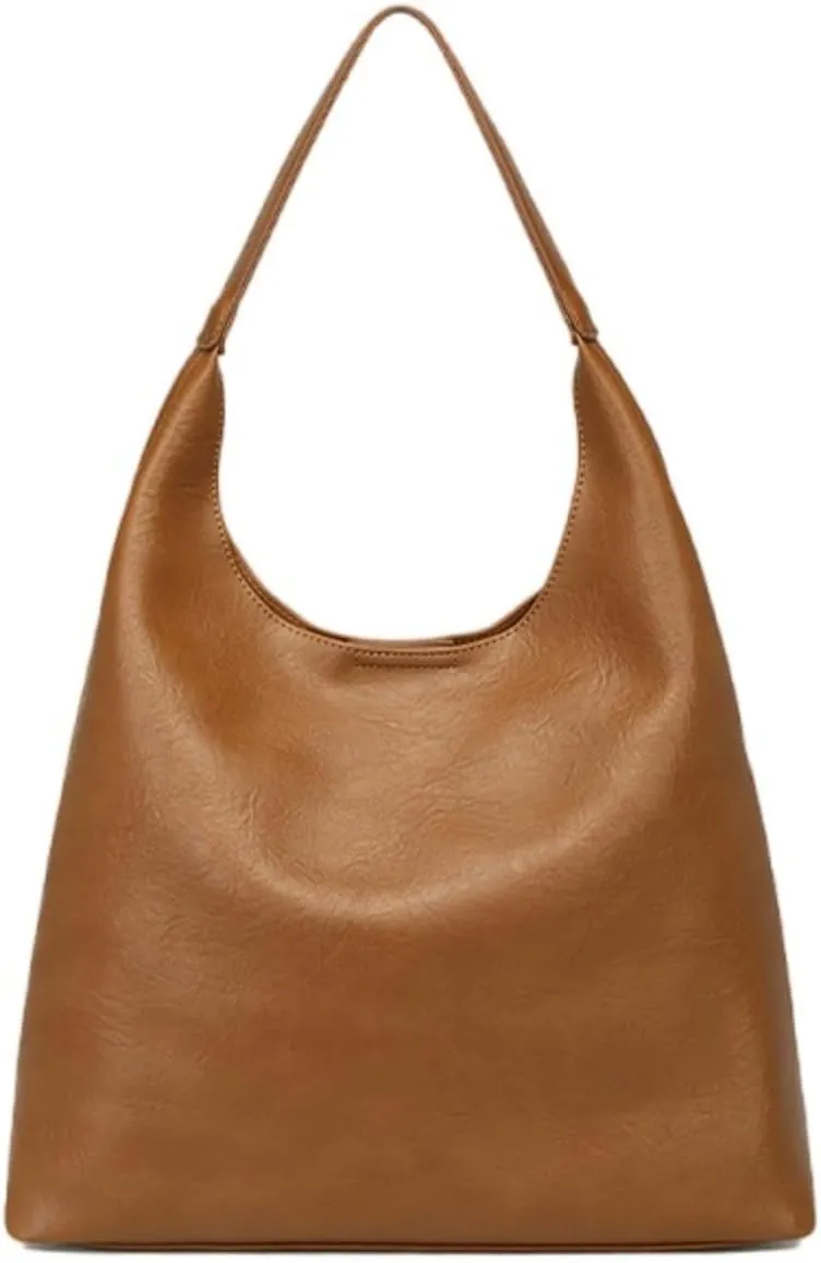 Slouchy Vegan Leather Tote Purse for Women - Large Capacity Work Bag with Detachable Mini Clutch, Crossbody & Shoulder Carry