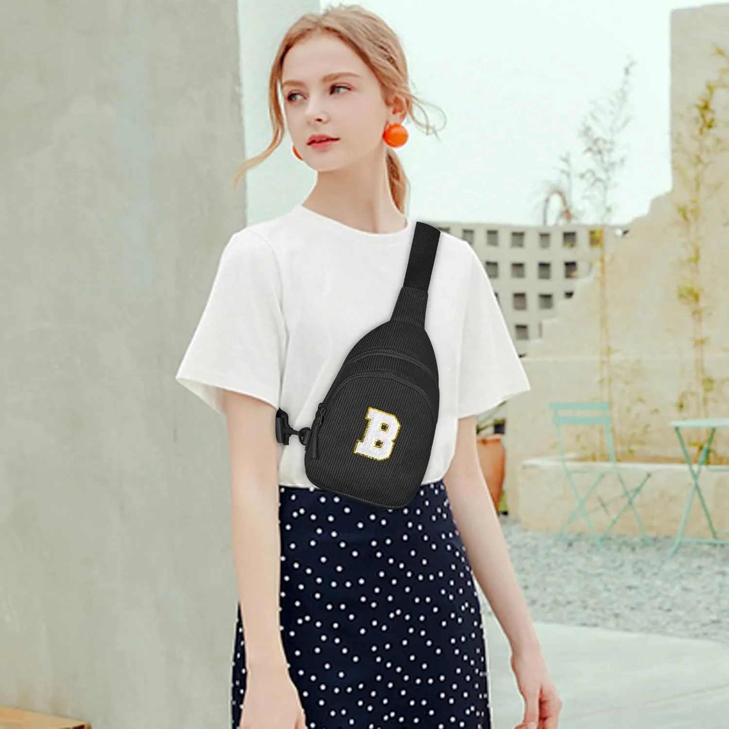 Small Corduroy Sling Bag Initial Crossbody Bag Fanny Pack for Girls Personalized Birthday Gifts for Teen Girls Gifts