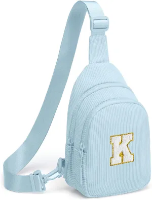 Small Corduroy Sling Bag Initial Crossbody Bag Fanny Pack for Girls Personalized Birthday Gifts for Teen Girls Gifts