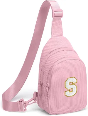 Small Corduroy Sling Bag Initial Crossbody Bag Fanny Pack for Girls Personalized Birthday Gifts for Teen Girls Gifts