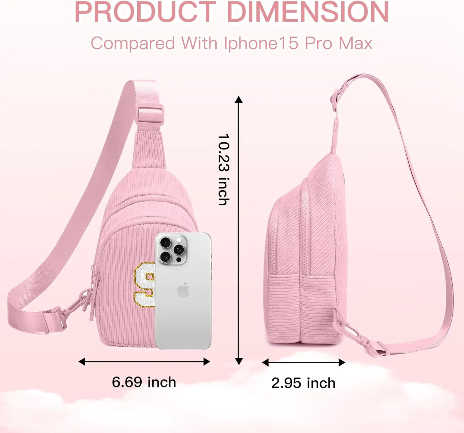 Small Corduroy Sling Bag Initial Crossbody Bag Fanny Pack for Girls Personalized Birthday Gifts for Teen Girls Gifts