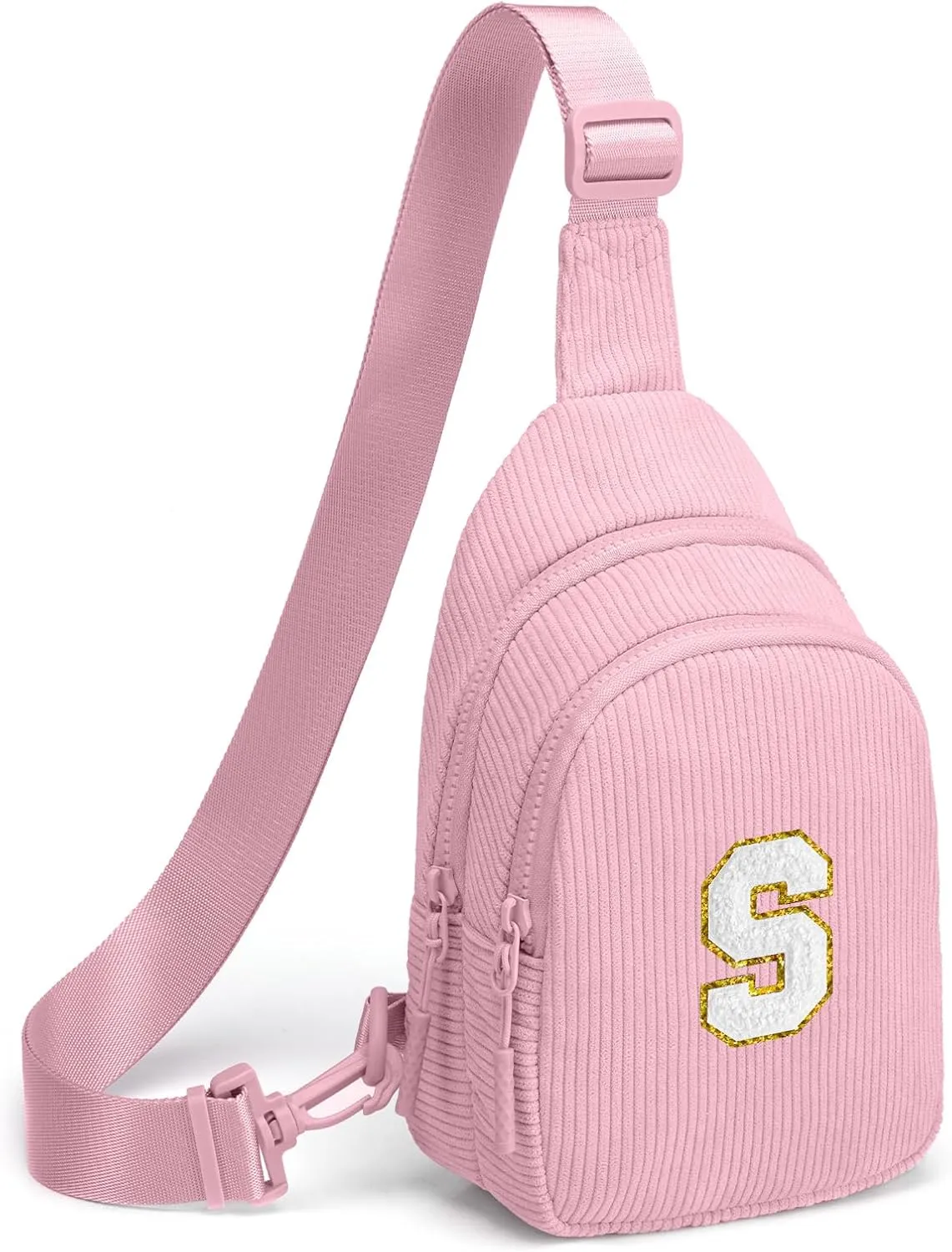Small Corduroy Sling Bag Initial Crossbody Bag Fanny Pack for Girls Personalized Birthday Gifts for Teen Girls Gifts