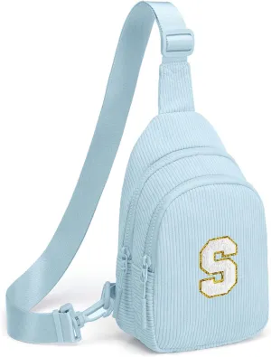 Small Corduroy Sling Bag Initial Crossbody Bag Fanny Pack for Girls Personalized Birthday Gifts for Teen Girls Gifts