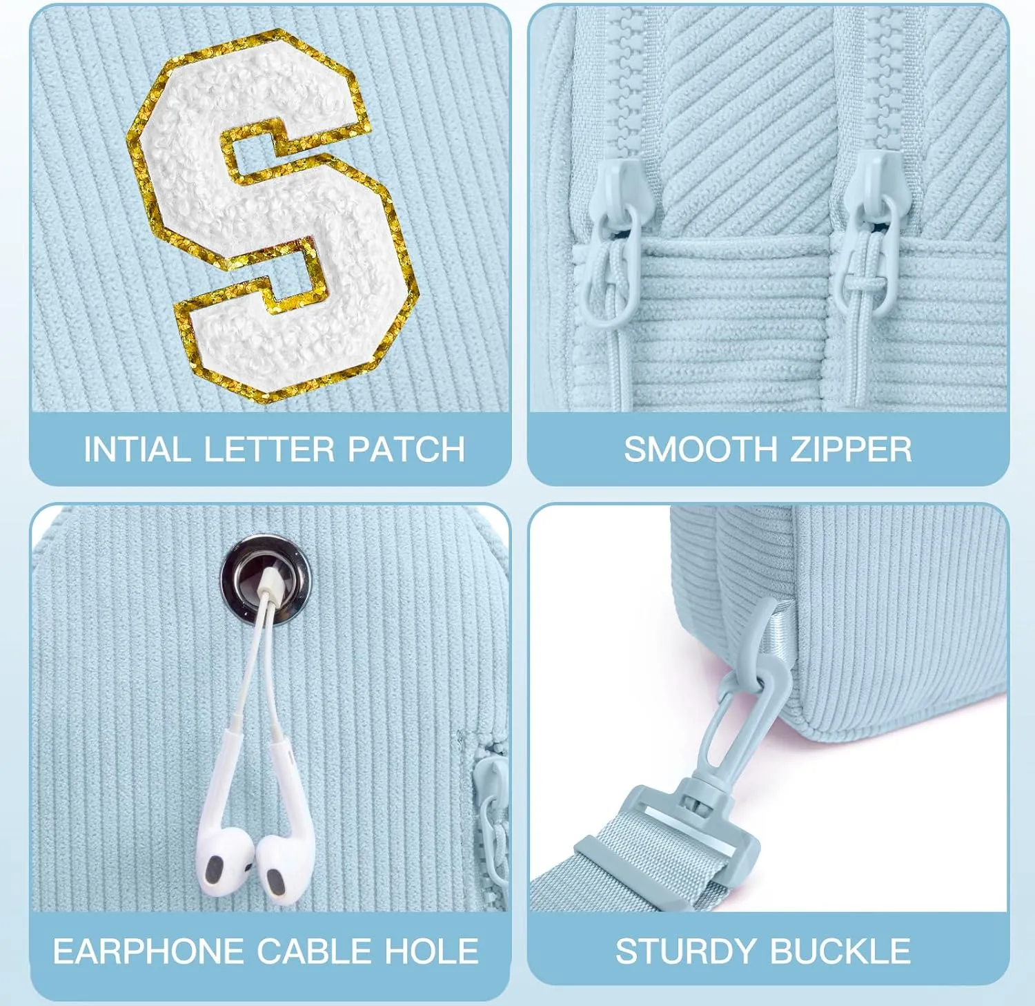 Small Corduroy Sling Bag Initial Crossbody Bag Fanny Pack for Girls Personalized Birthday Gifts for Teen Girls Gifts