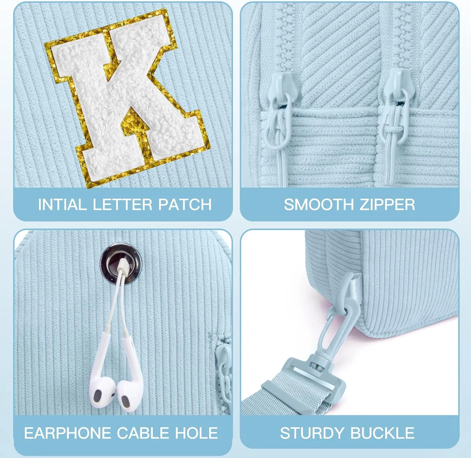 Small Corduroy Sling Bag Initial Crossbody Bag Fanny Pack for Girls Personalized Birthday Gifts for Teen Girls Gifts