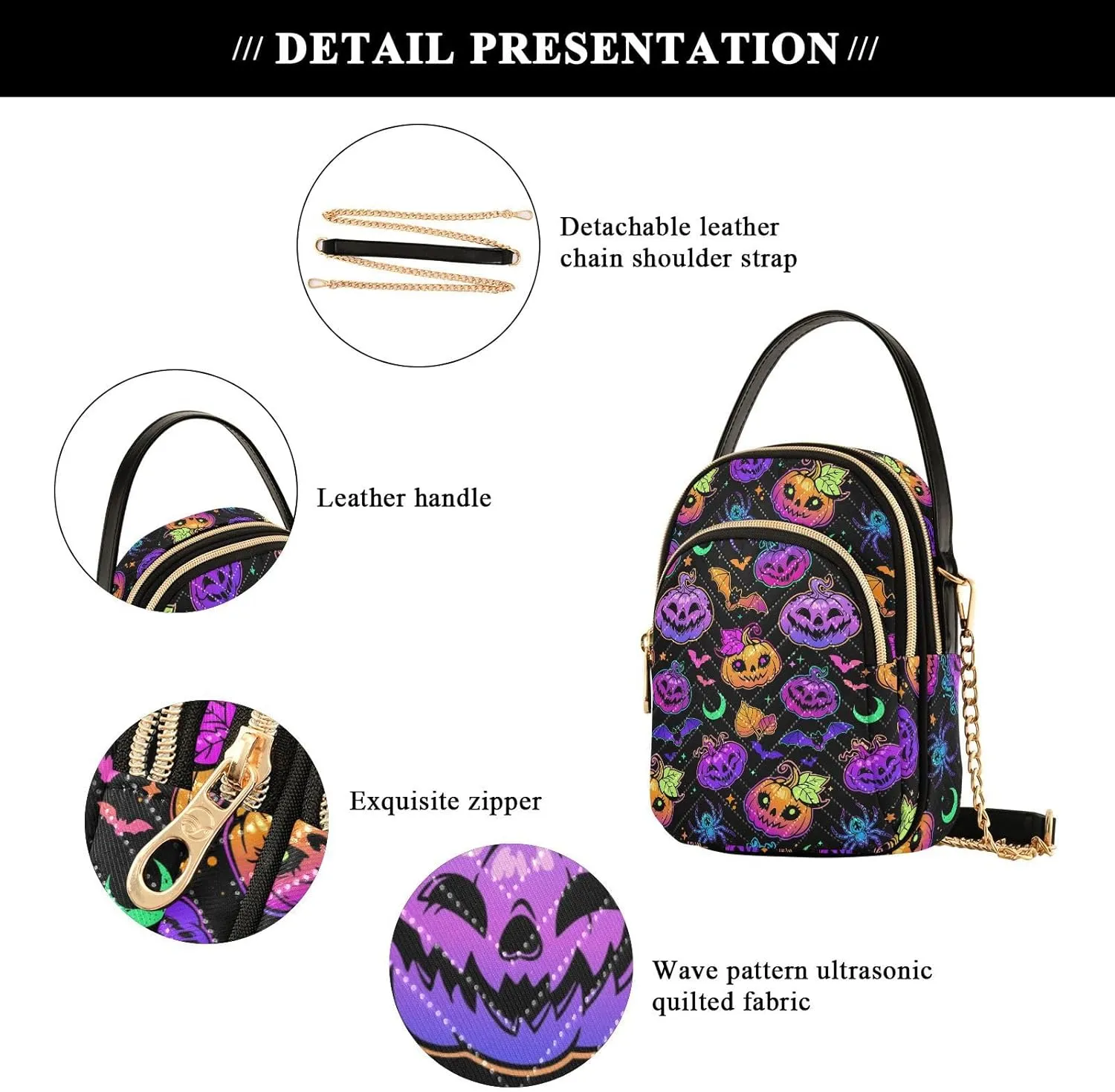 Small Cross body Bags for Women Quilted Crossbody Cell Phone Shoulder Purse Handbags Wallet Detachable Chain Bag