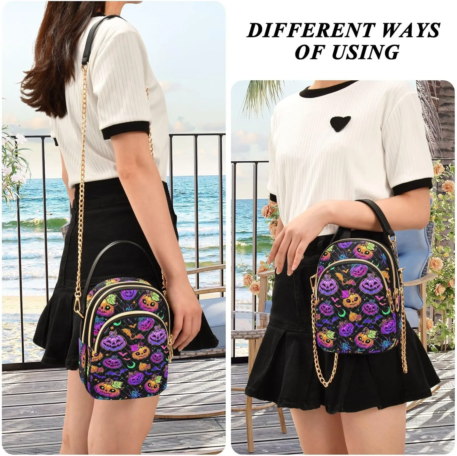 Small Cross body Bags for Women Quilted Crossbody Cell Phone Shoulder Purse Handbags Wallet Detachable Chain Bag