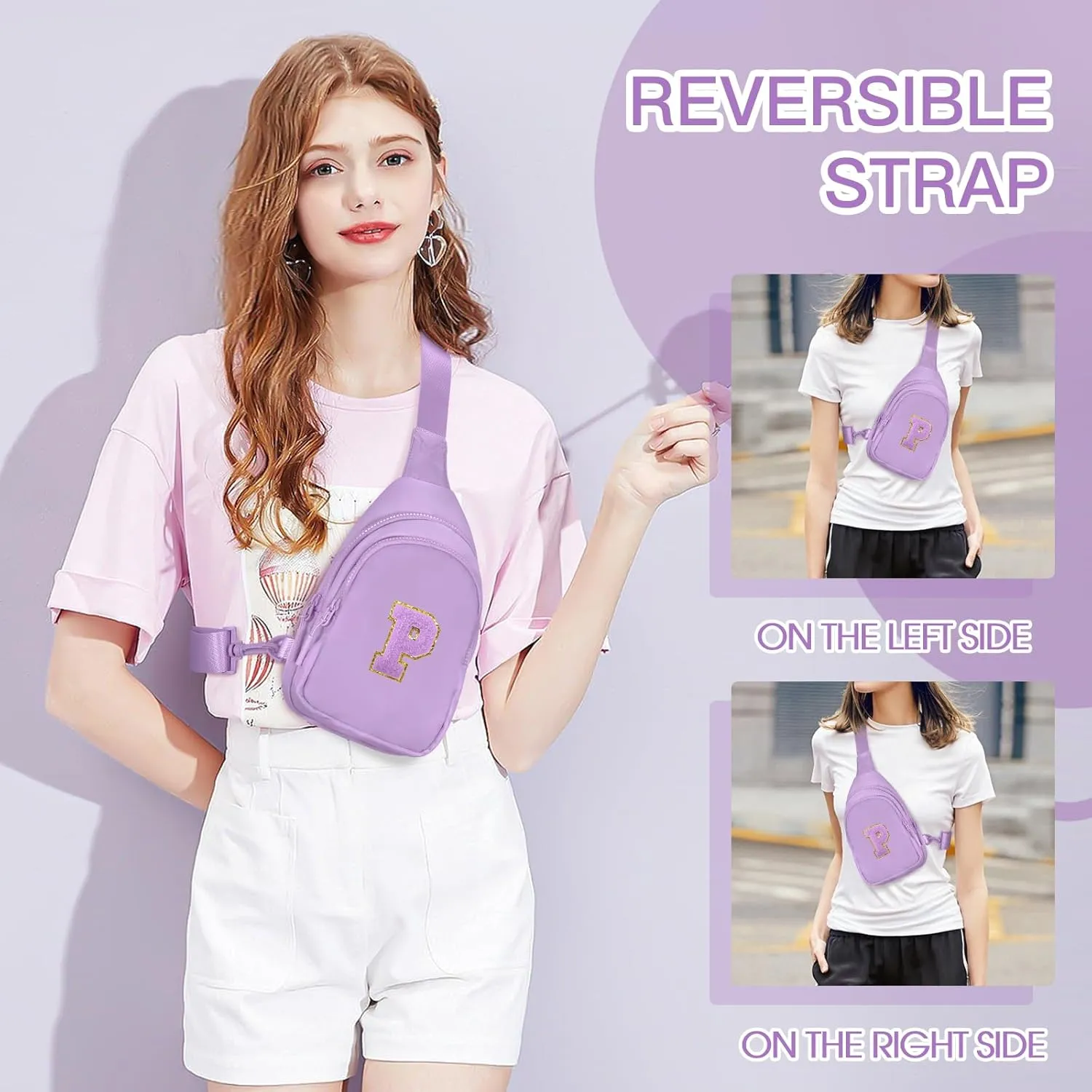 Small Initial Sling Bag for Girls & Women - Cute Crossbody Fanny Pack Gift