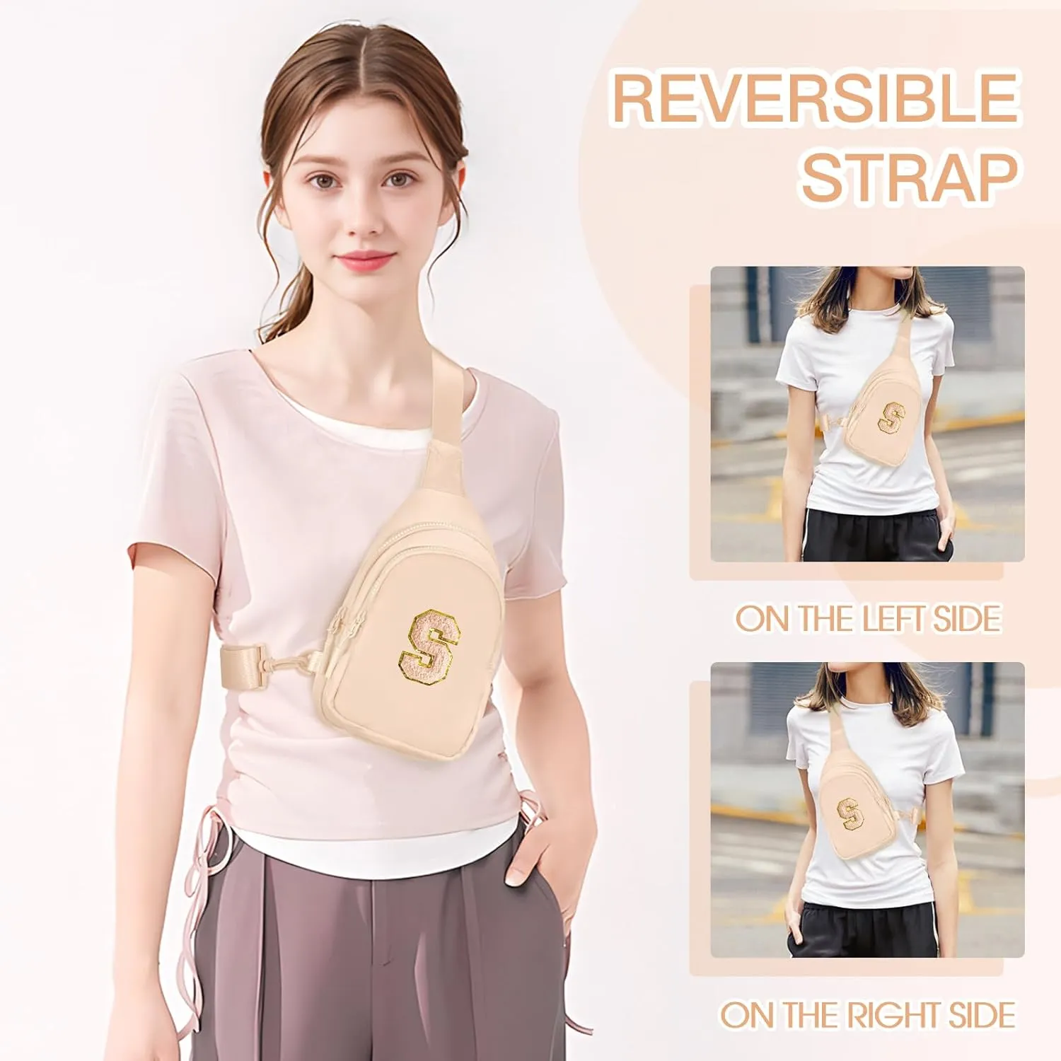 Small Initial Sling Bag for Girls & Women - Cute Crossbody Fanny Pack Gift