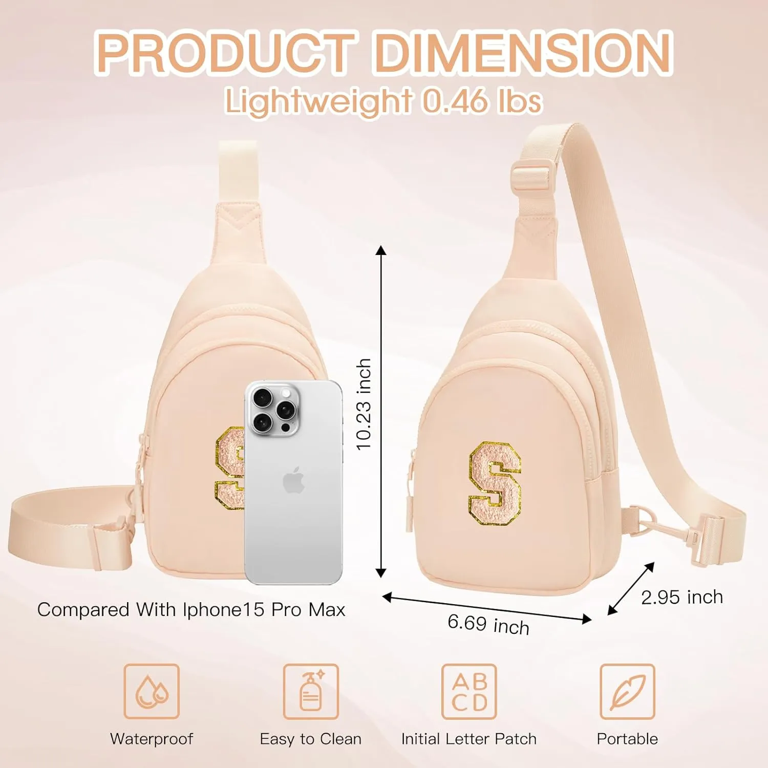 Small Initial Sling Bag for Girls & Women - Cute Crossbody Fanny Pack Gift