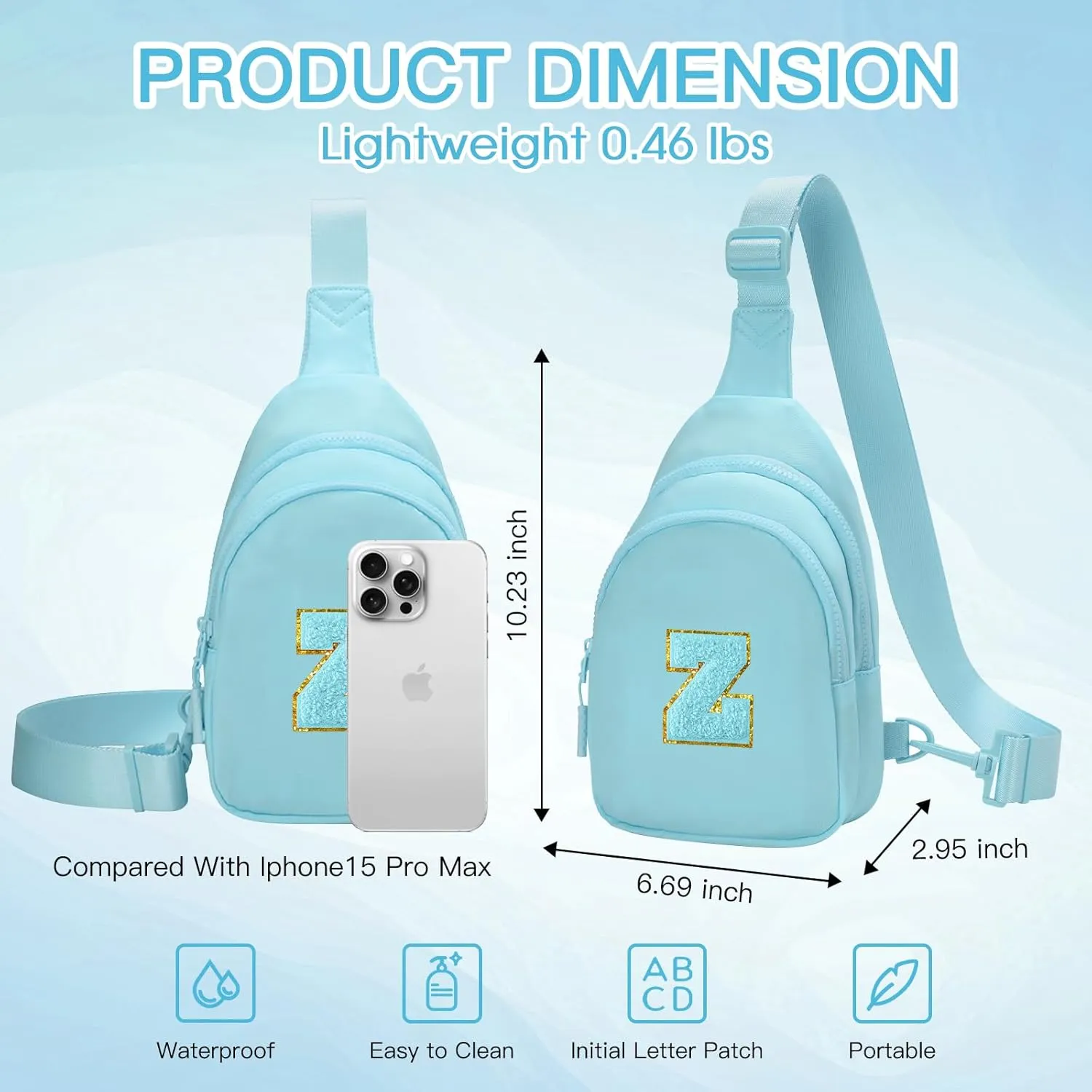Small Initial Sling Bag for Girls & Women - Cute Crossbody Fanny Pack Gift