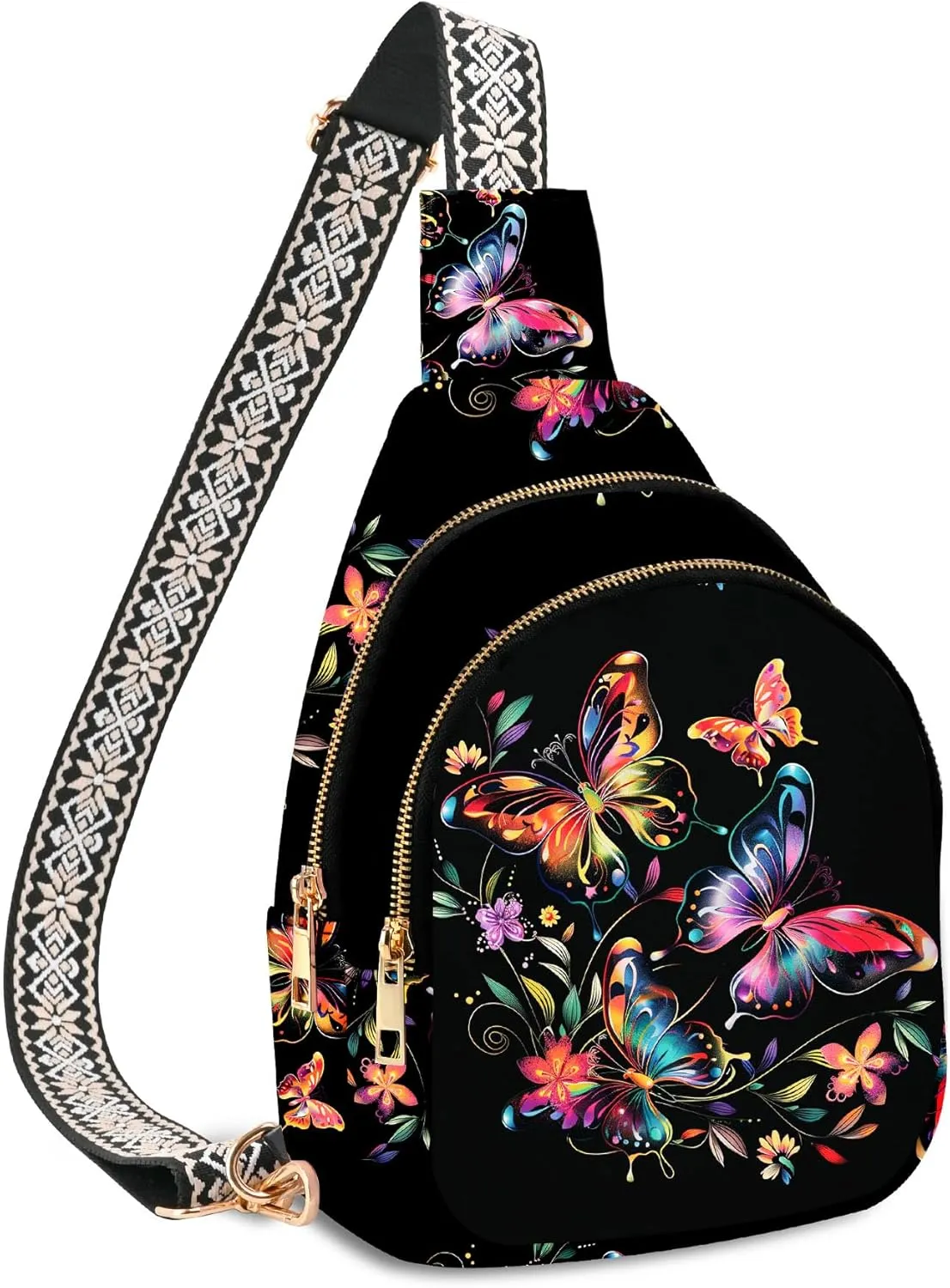 Small Leather Sling Bag for Women Crossbody Fanny Pack Travel Casual Chest Bag with Adjustable Strap