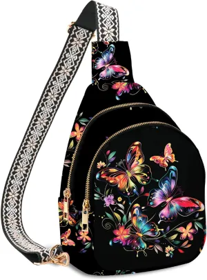 Small Leather Sling Bag for Women Crossbody Fanny Pack Travel Casual Chest Bag with Adjustable Strap