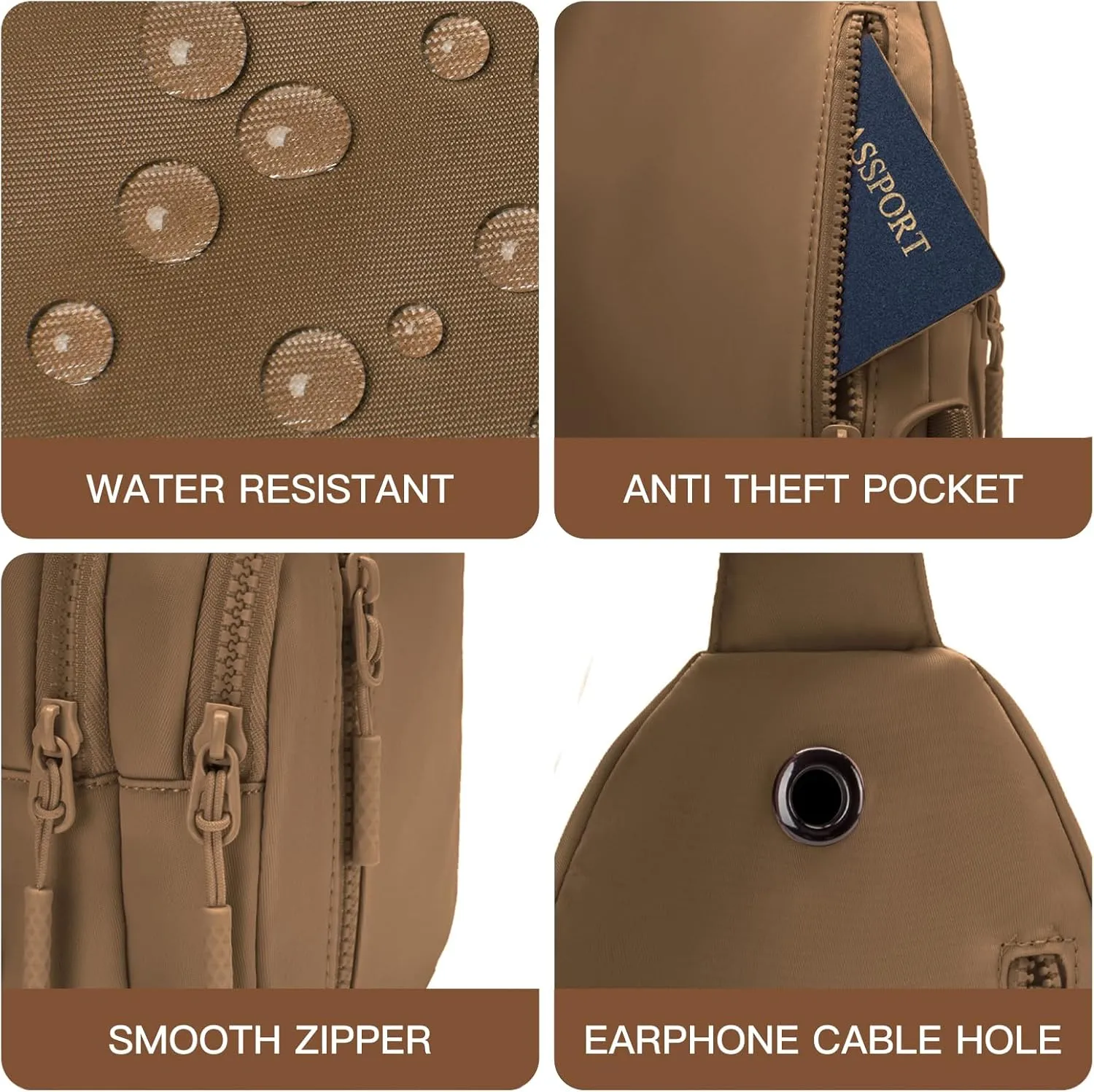 Small Sling Bag Crossbody Bag for Women with 4 Pockets Cross Body Fanny Pack Womens Chest Bag for Outdoors Traveling