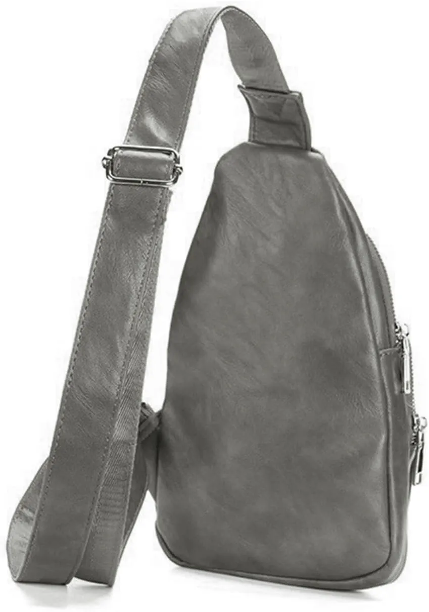 Small Sling Bag for Women Crossbody Leather Crossbody Fanny Packs Chest Bag for Men Travel Gifts (grey1)