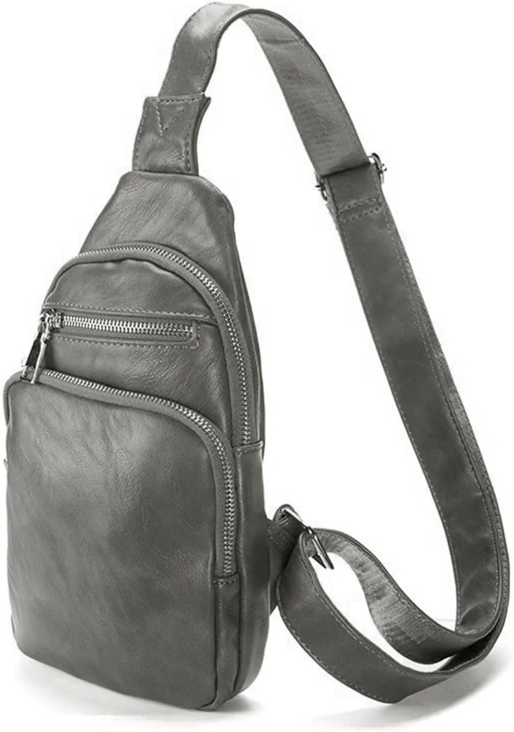 Small Sling Bag for Women Crossbody Leather Crossbody Fanny Packs Chest Bag for Men Travel Gifts (grey1)