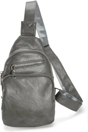 Small Sling Bag for Women Crossbody Leather Crossbody Fanny Packs Chest Bag for Men Travel Gifts (grey1)