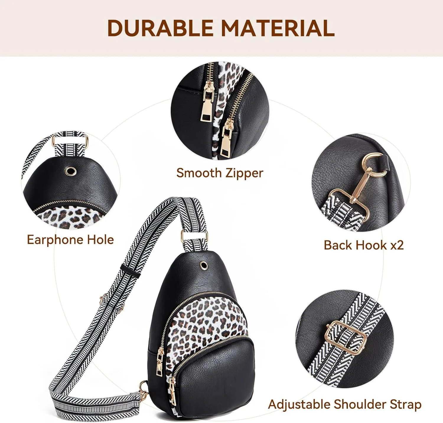 Small Sling Bag for Women Leather Crossbody Bags Fanny Pack Chest Bag for Travel