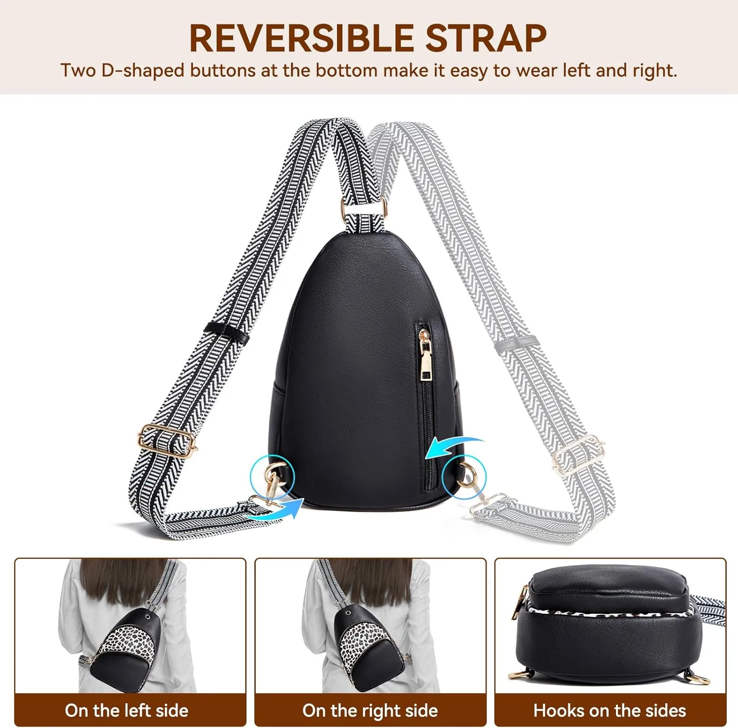 Small Sling Bag for Women Leather Crossbody Bags Fanny Pack Chest Bag for Travel
