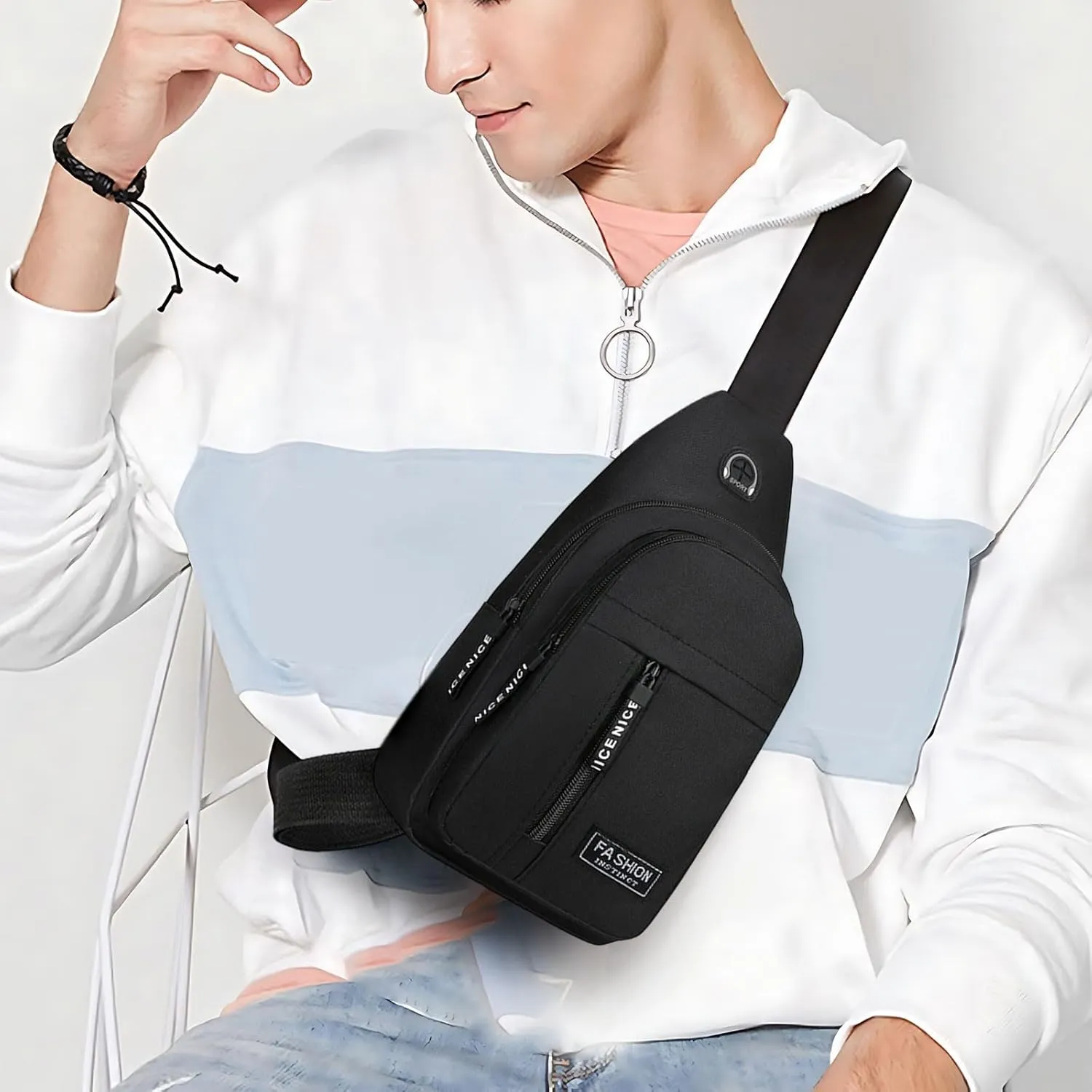 Small Sling Bag, Lightweight Crossbody Backpack for Men Women, Shoulder Chest Bags for Outdoor Sports Hiking Cycling