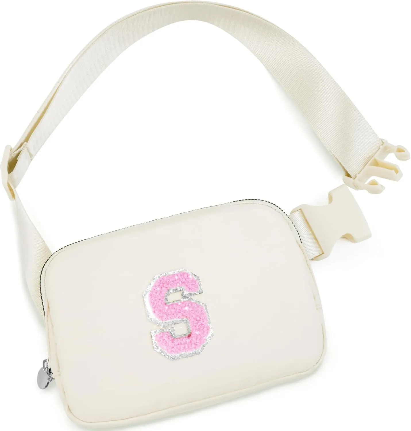 Small Waist Fanny Pack for Girl Belt Bag Crossbody Initial Letter Merch Bag for Teen Girl Women Personalized Christmas Valentines Birthday Preppy Easter Gift Travel Essential Mini Bag for Kids Cream S