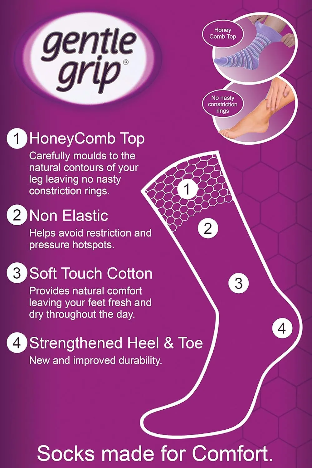 Sock shop 6 Pack Ladies Non Elastic Socks, Size 5-9 US