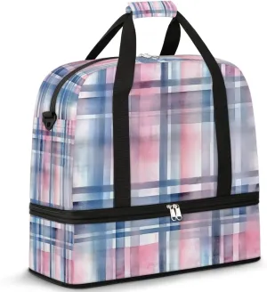 Soft Striped Transparency Travel Duffel Bag, Travel Essentials, Gym Bag for Women, Weekender Overnight Bag With Shoes Compartment, Carry On Bags for Airplanes